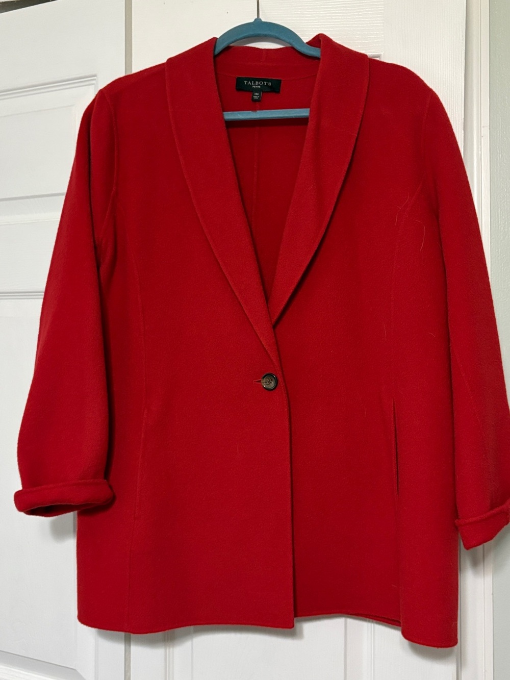Talbots Red Single-Button Shawl-Collar Blazer 14p